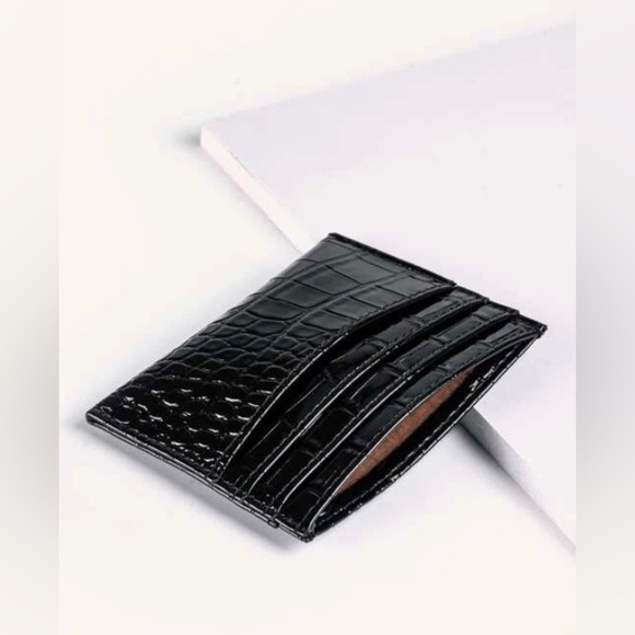 Handbags - Croc embossed card holder in Black